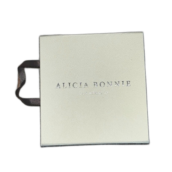 Alicia Bonnie Gold Hoop Earrings Black Charm Gemstone Drop Dangle Boho Chic NEW - Picture 3 of 4